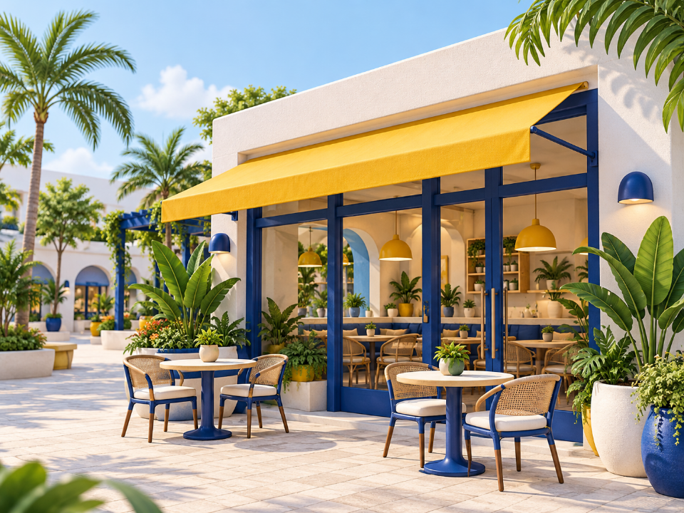 Ilustración conceptual de un café para representar la sede Ciudad Jardín